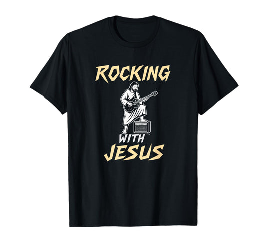 Rocking with Jesus Funny Meme Music Bible Verse Faith T-Shirt