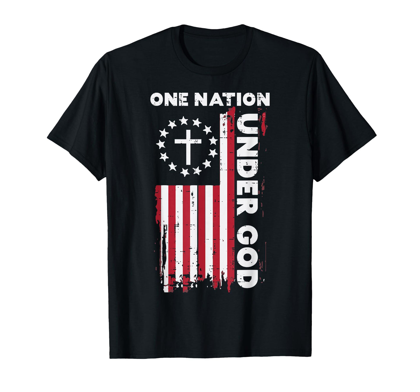 American Flag One Nation Under God 4th Of July Christian T-Shirt
