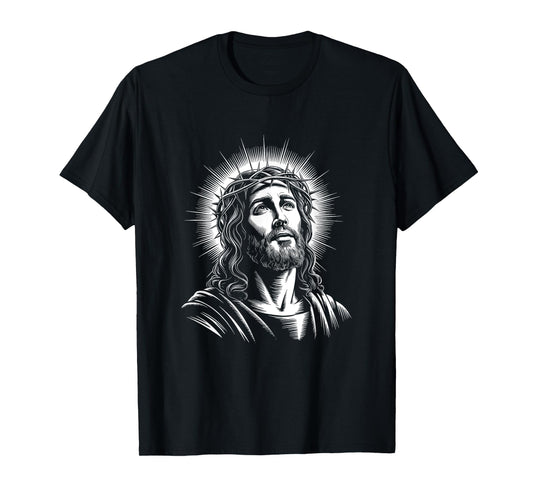 Jesus Christ Face With Crown Of Thorn God Bible Christian T-Shirt