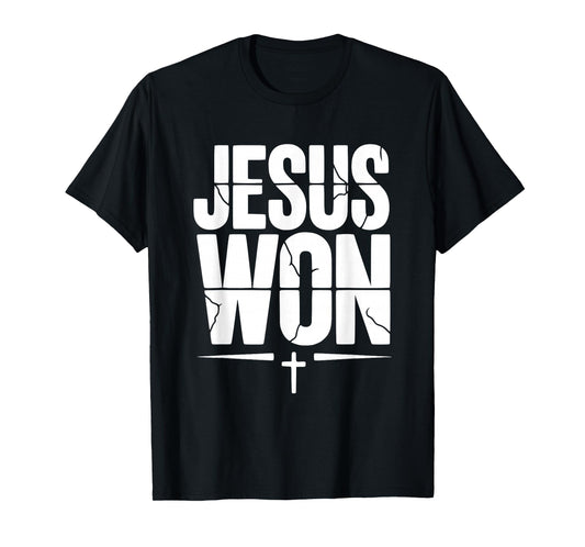 Jesus Won Victory Cross Faith Christian Belief T-Shirt