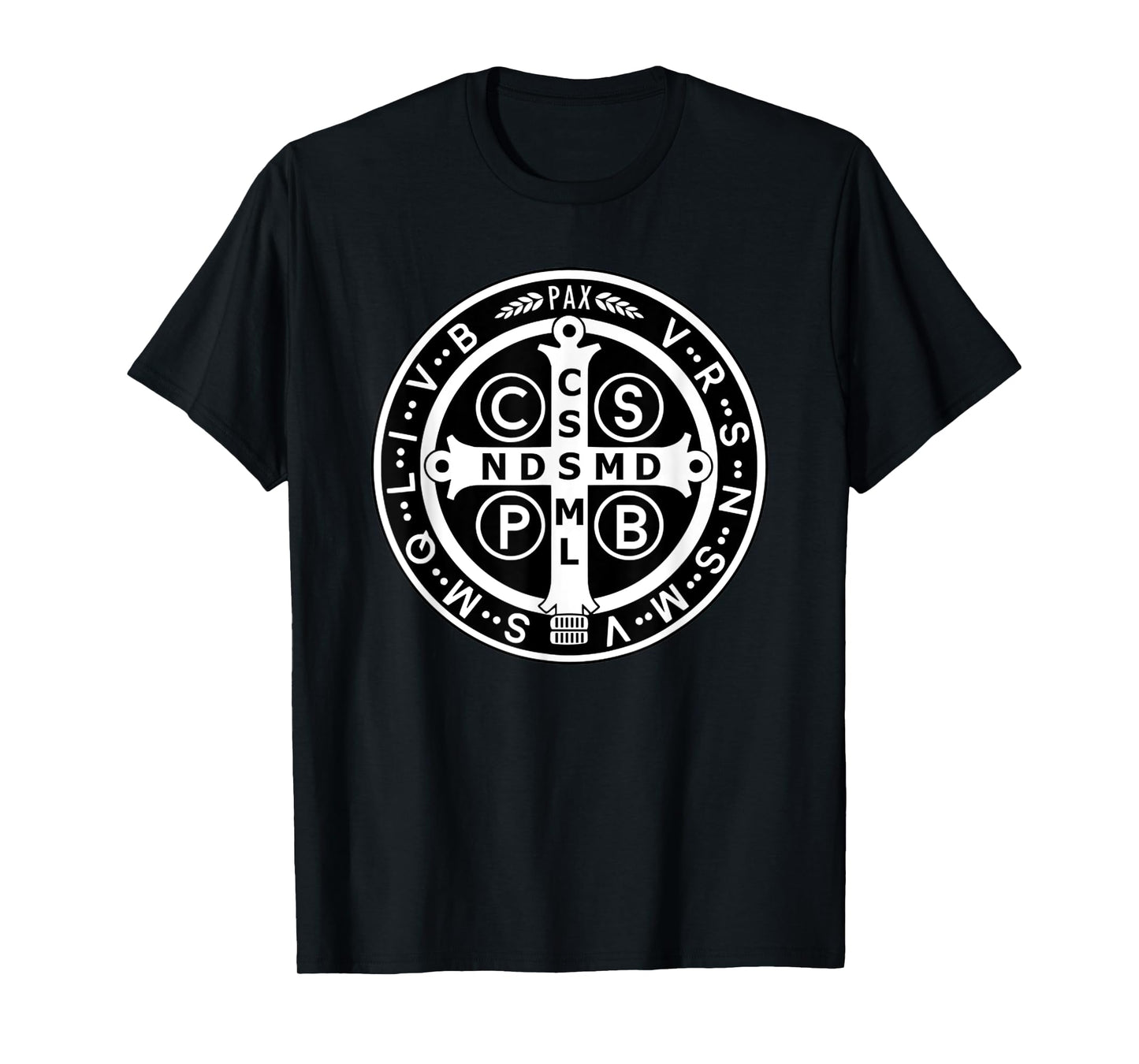 Funny Cross Saint Benedict Medal Black White T-Shirt