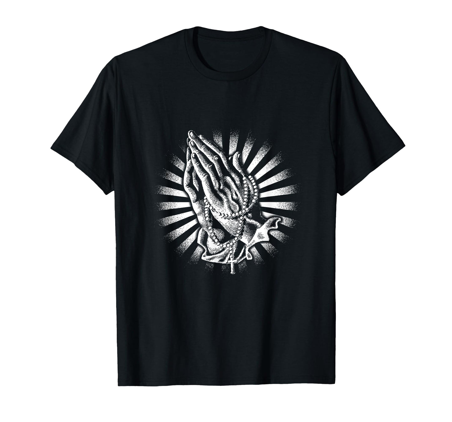 Rosary Praying Hands T-Shirt Believe Faith Jesus Christian T-Shirt