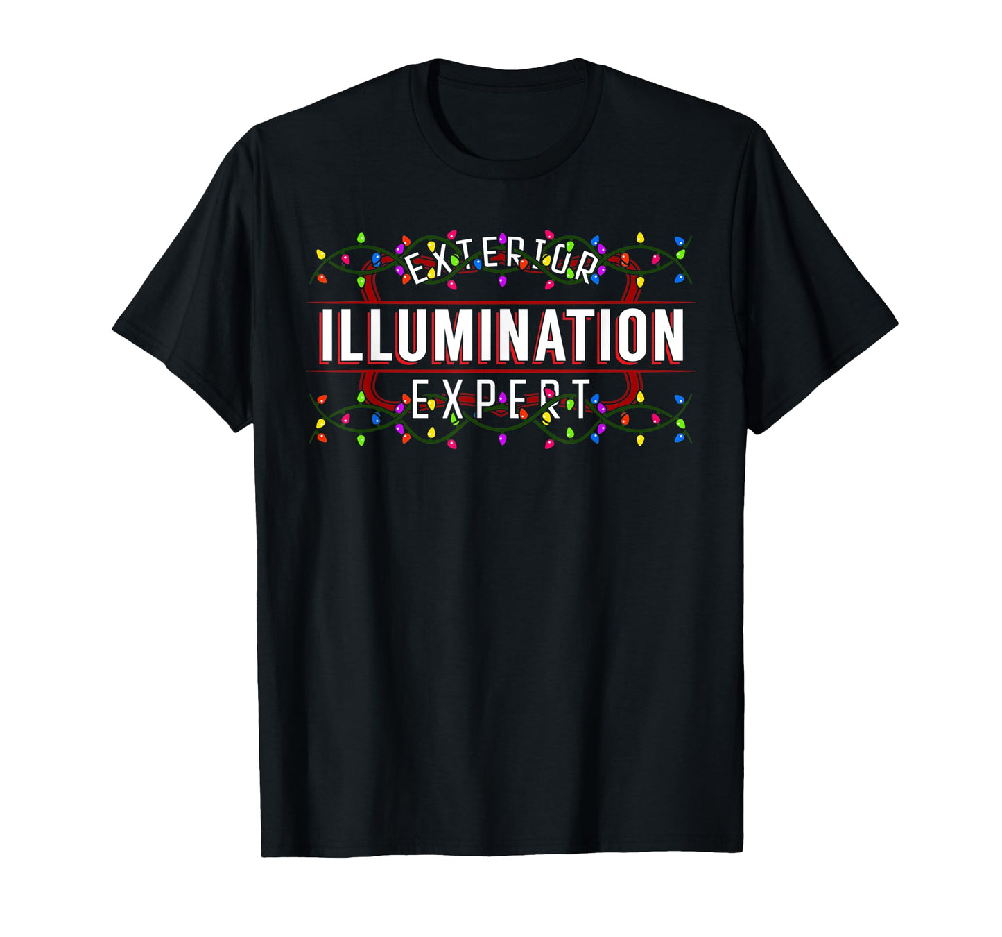 Cute Christmas Tees Exterior Illumination Expert Unisex-Adults & Kids Christmas T-Shirt Black Small