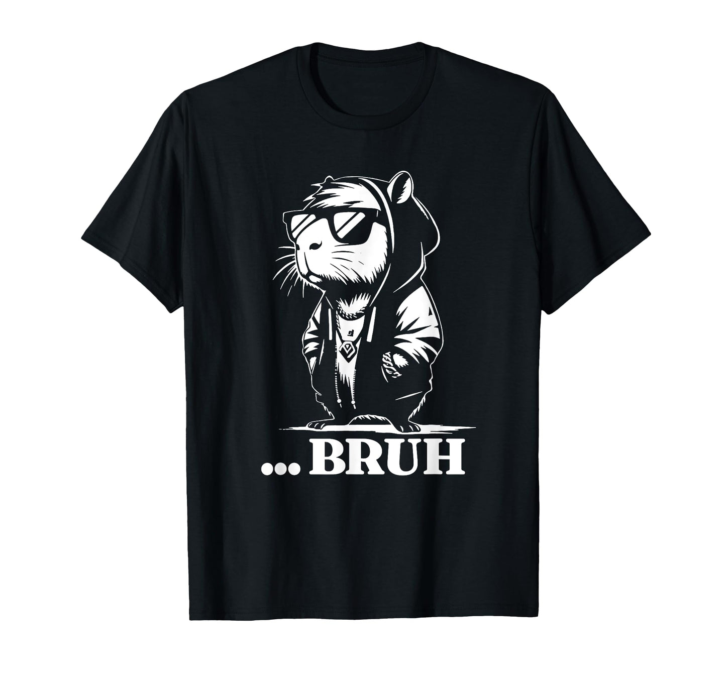 Funny Capybara Bruh Rodent in Hoodie Teens Quote Kids Slang T-Shirt