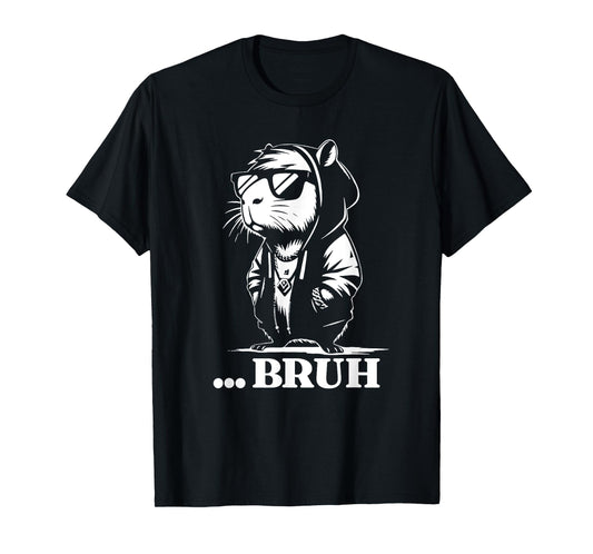 Funny Capybara Bruh Rodent in Hoodie Teens Quote Kids Slang T-Shirt