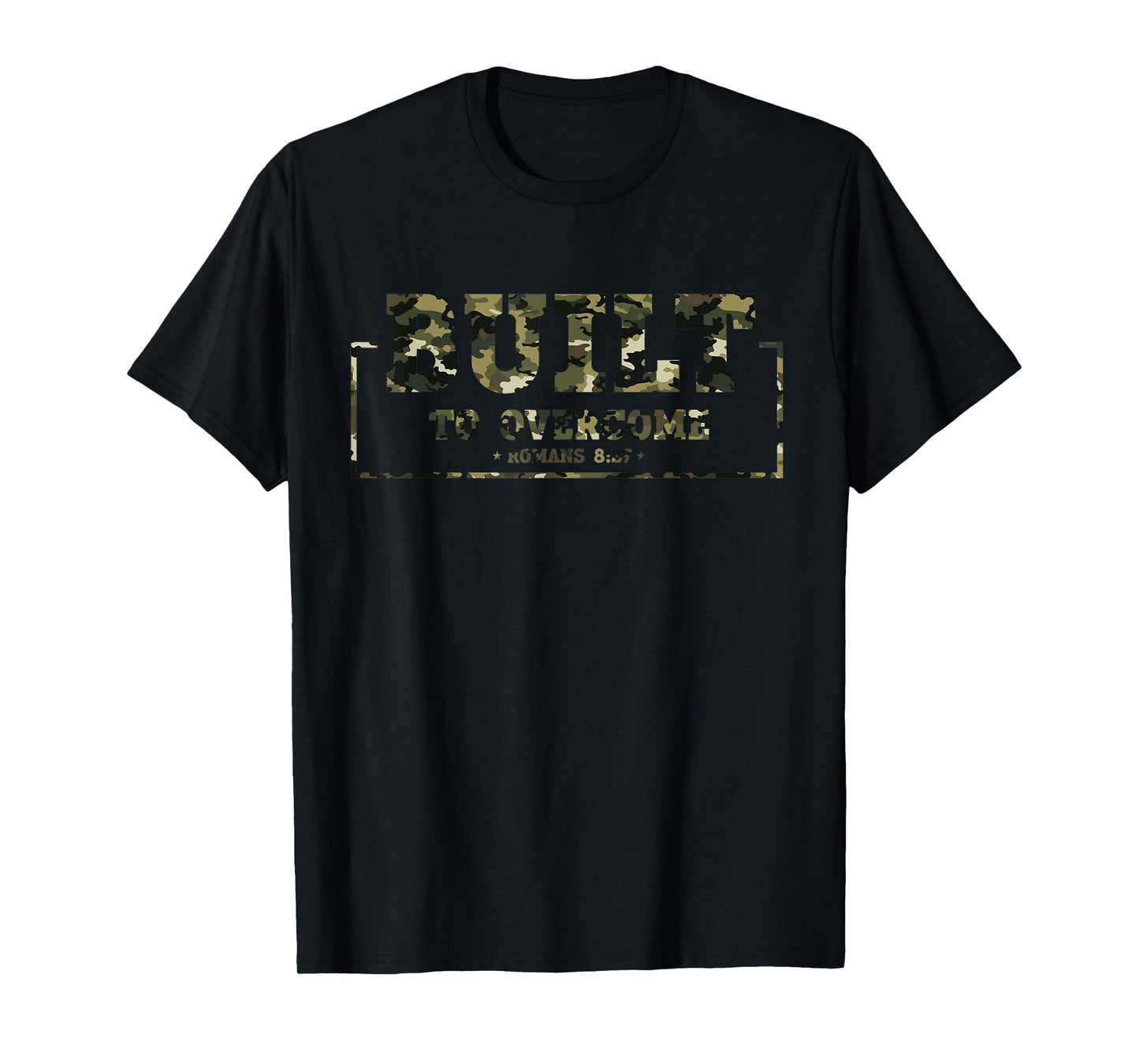 Built to Overcome Camo Gym Christian Workout Scripture Faith T-Shirt