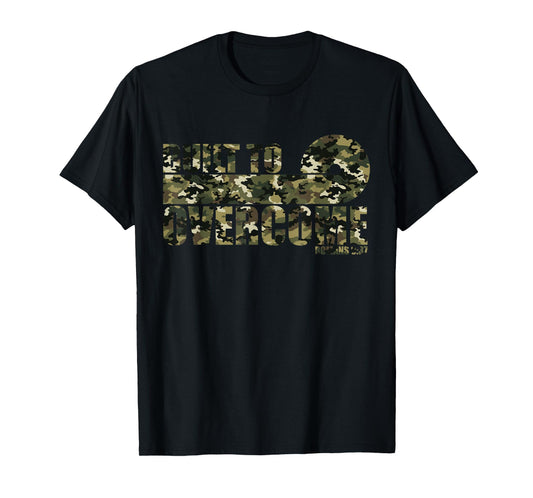 Built to Overcome Camo Christian Workout Scripture Faith Gym T-Shirt