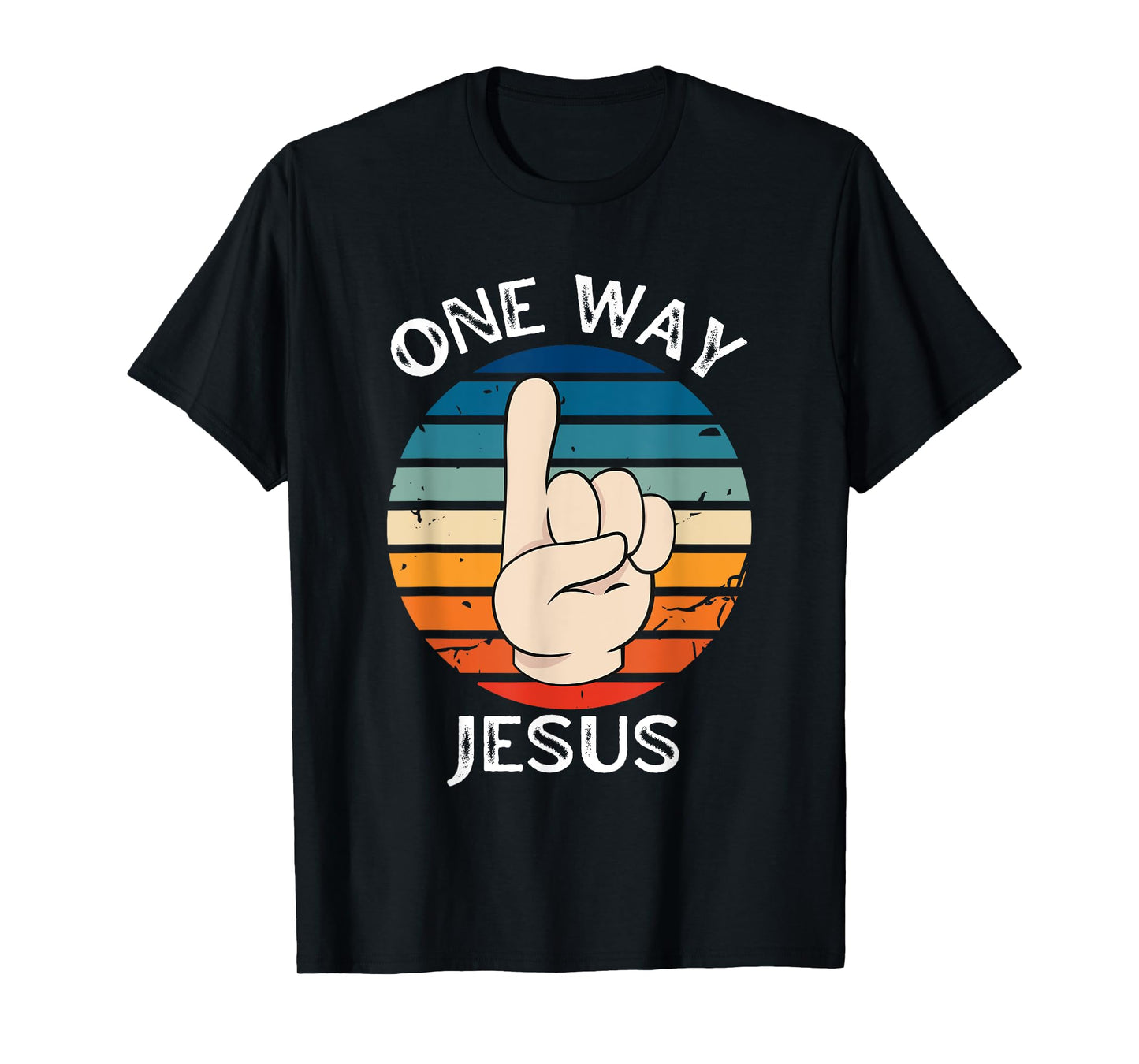 One Way Jesus People Christian Revolution Finger Up Retro T-Shirt