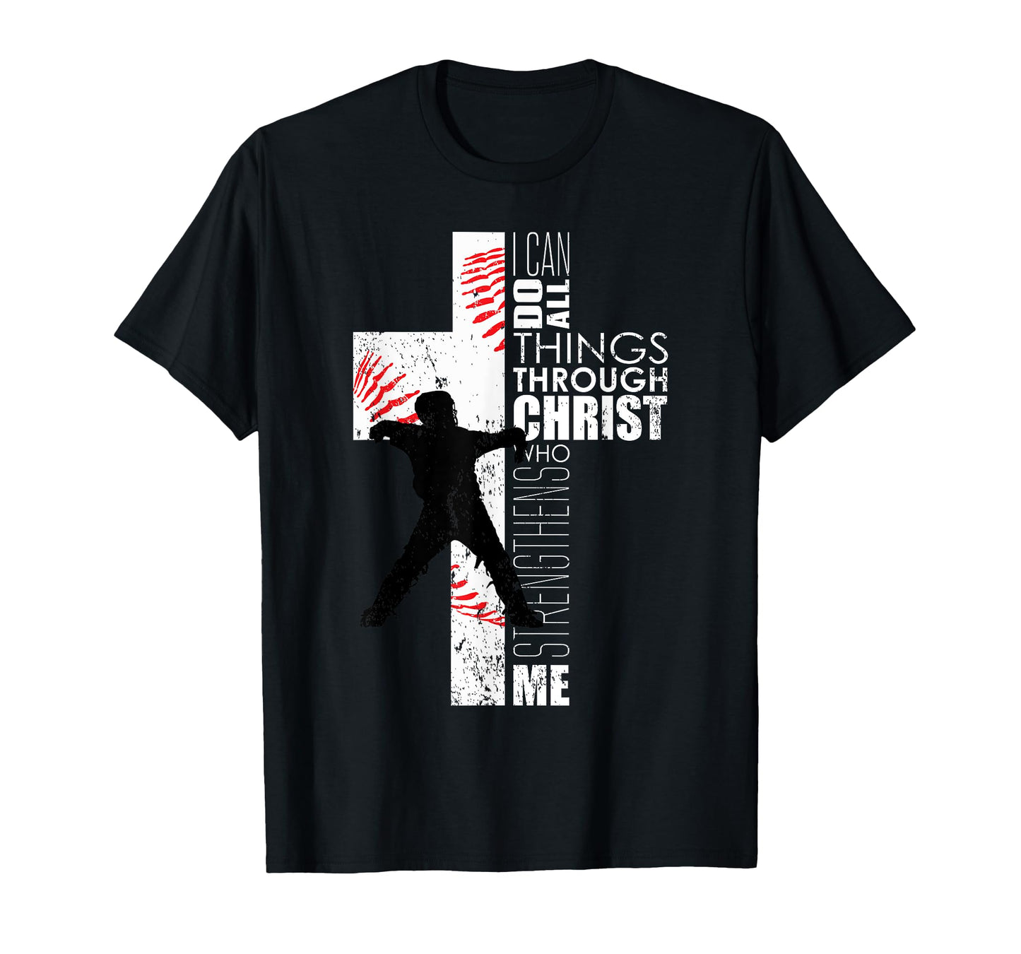 Christian Philippians 4:13 Kids Boys Cross Baseball Catcher T-Shirt