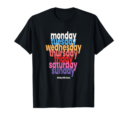 Vintage All Day With Jesus Christ Faith God Bible T-Shirt