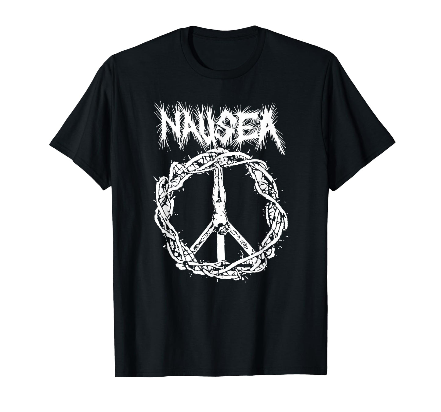 Vintage Nausea Christ Jesus On Crown - Nausea Band Design T-Shirt