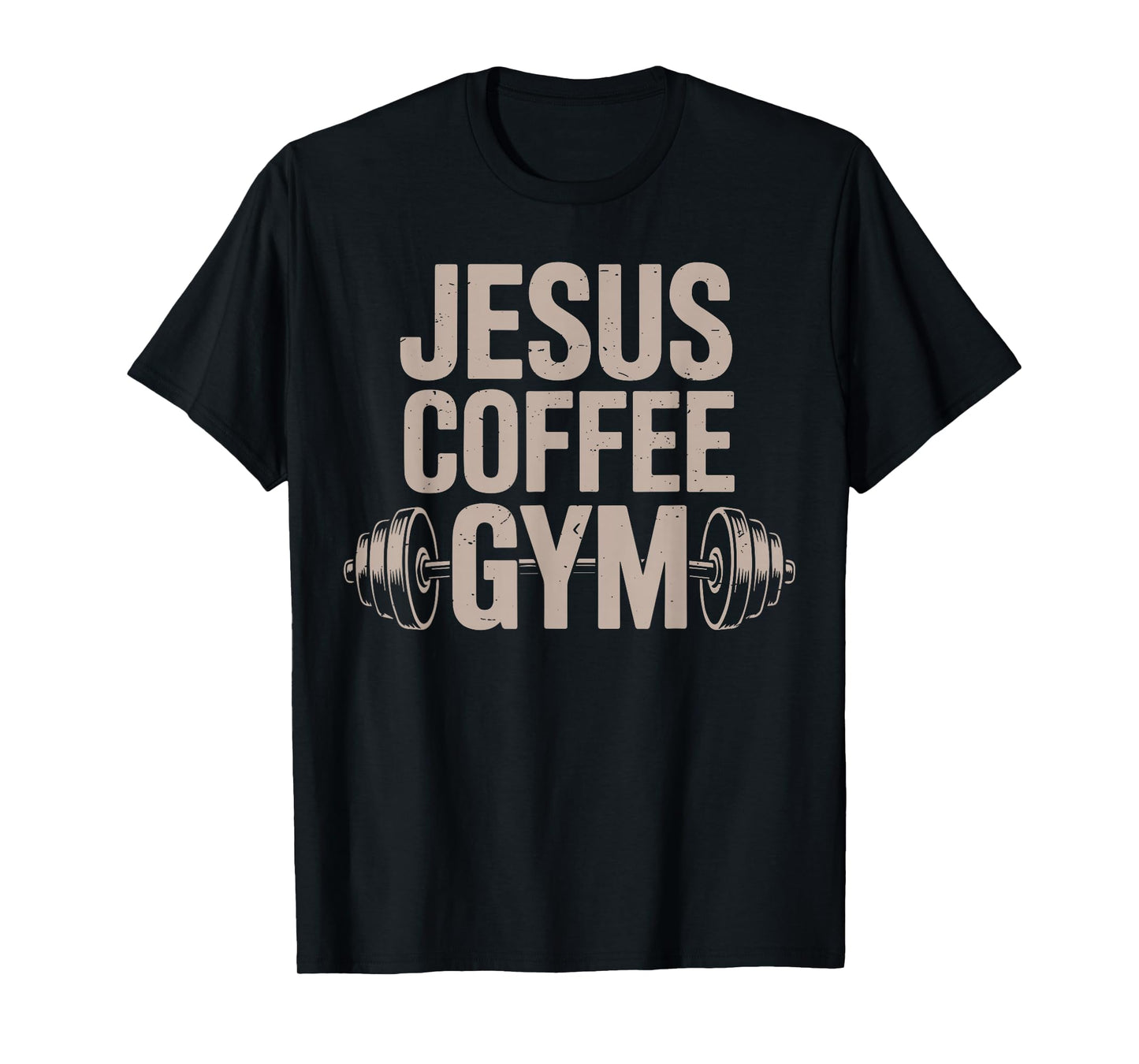 Funny Christian Workout Jesus Coffee Gym Barbell Cross Women T-Shirt