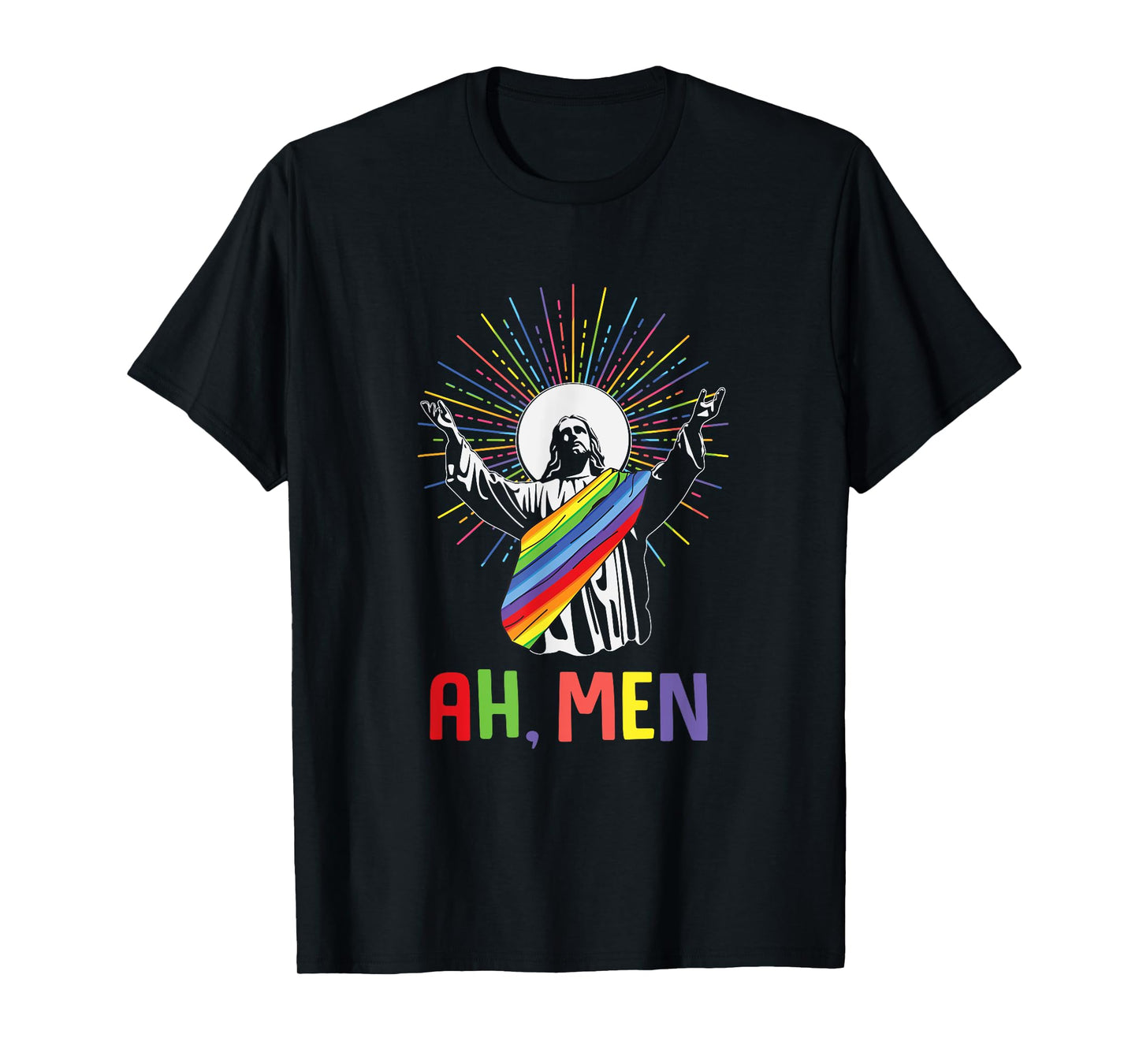 Ah Men Funny LGBTQ Jesus Gay Pride Month T-Shirt