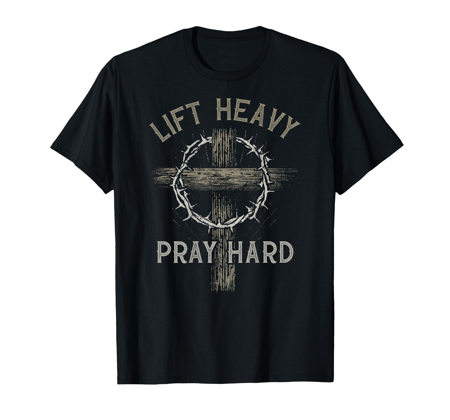 Lift Heavy Pray Hard Retro Funny Gym Christian T-Shirt