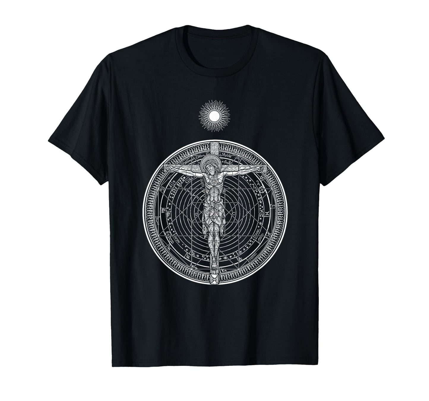 CRUCIFIXION Hypercube Cosmic Christ Crucifix Mandala Sun God T-Shirt