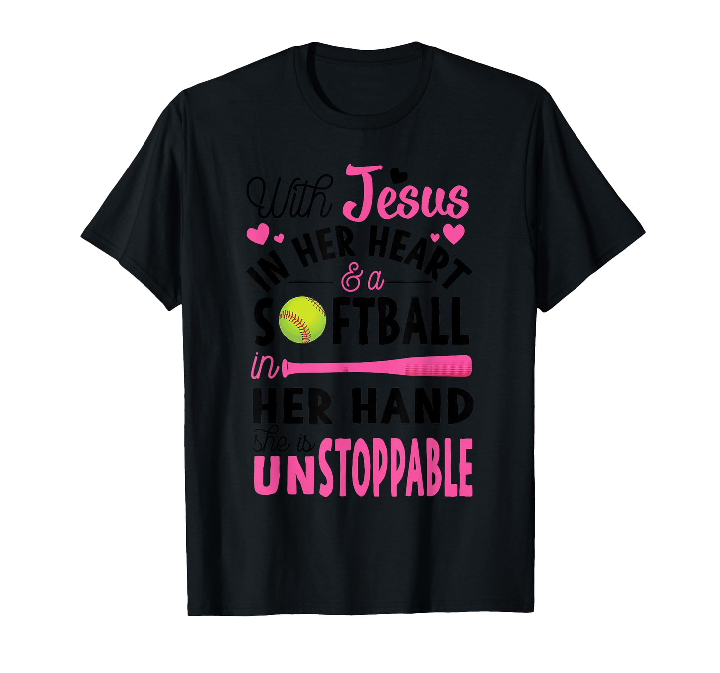 Jesus In Her Heart Softball Hand Funny Pitcher Gift For Her T-Shirt