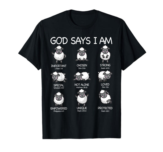God Says I Am Cute Sheep Bible Verse Kids Toddler Girls T-Shirt