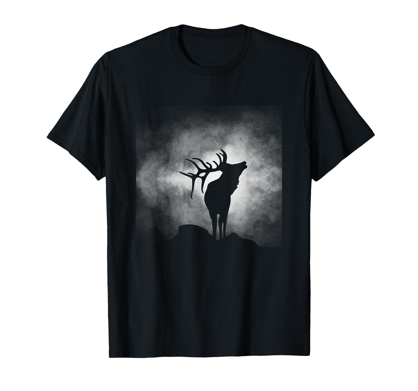 BASBO Outdoor Antlers Elk Deer T-Shirt, Small, Black