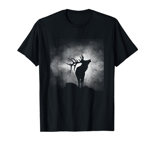 BASBO Outdoor Antlers Elk Deer T-Shirt, Small, Black