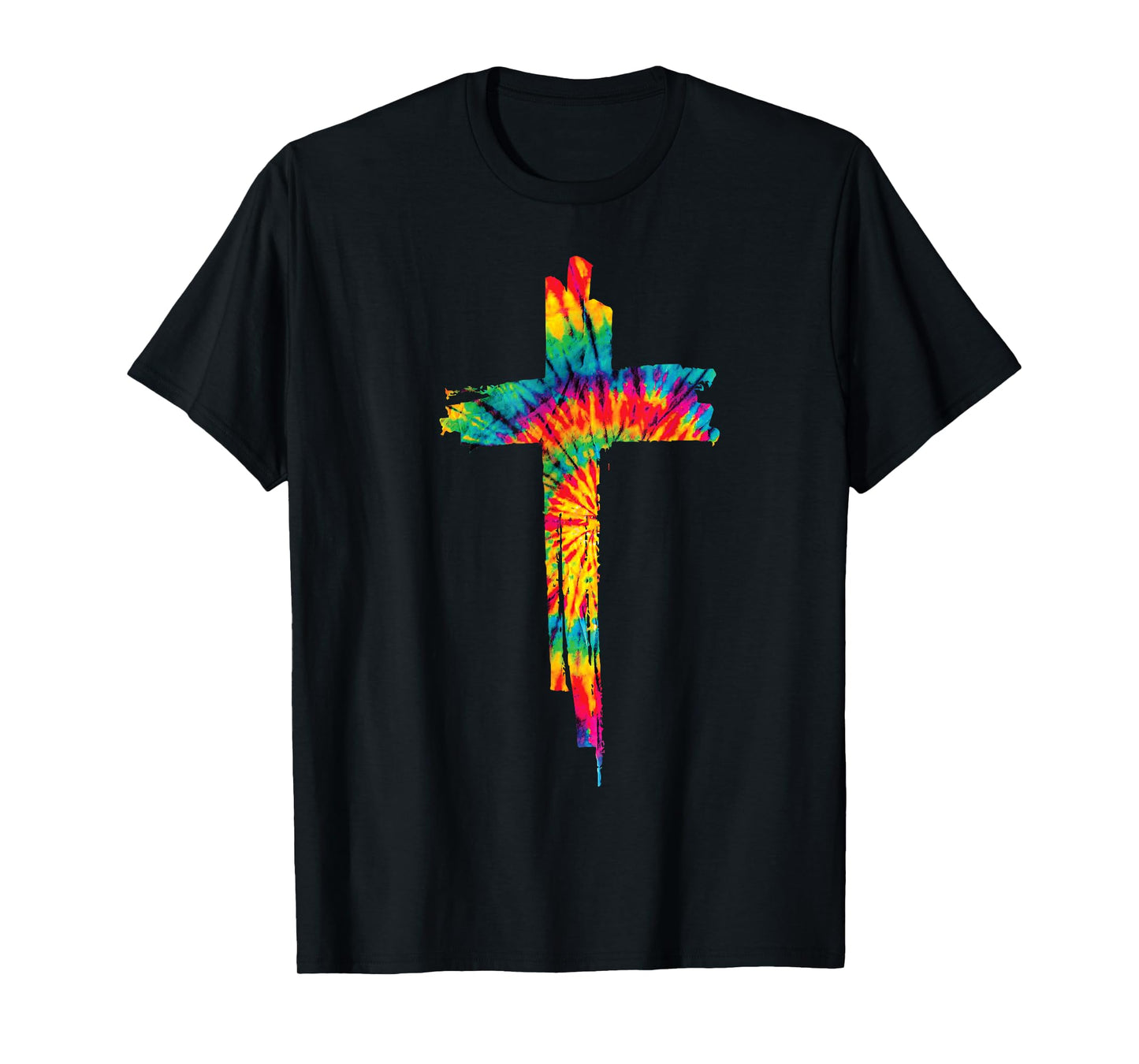 Jesus Christian Cross Tie Dye Rainbow Religious Bible Faith T-Shirt