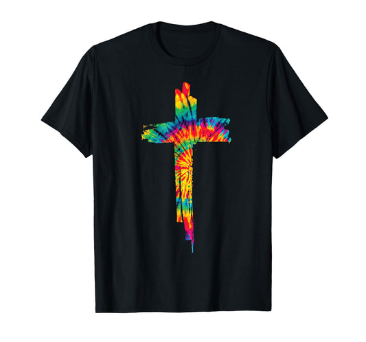 Jesus Christian Cross Tie Dye Rainbow Religious Bible Faith T-Shirt
