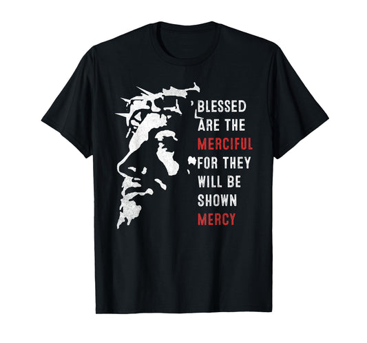 Face Of Jesus Christ Blessed Are The Merciful Vintage T-Shirt