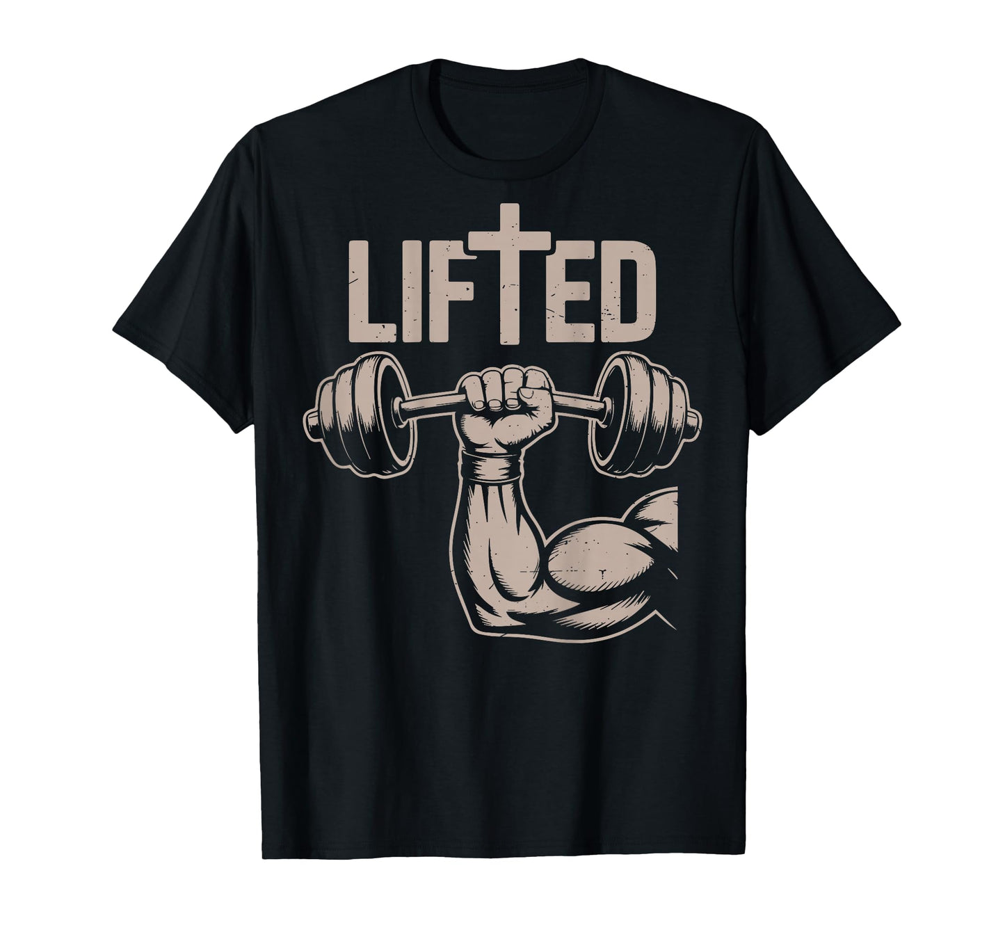 Lifted Funny Christian Workout Gym Jesus Weightlifting Cross T-Shirt