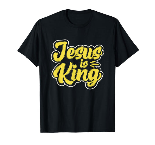 Jesus is King Christian Cross God Faith Bible Religious Pray T-Shirt