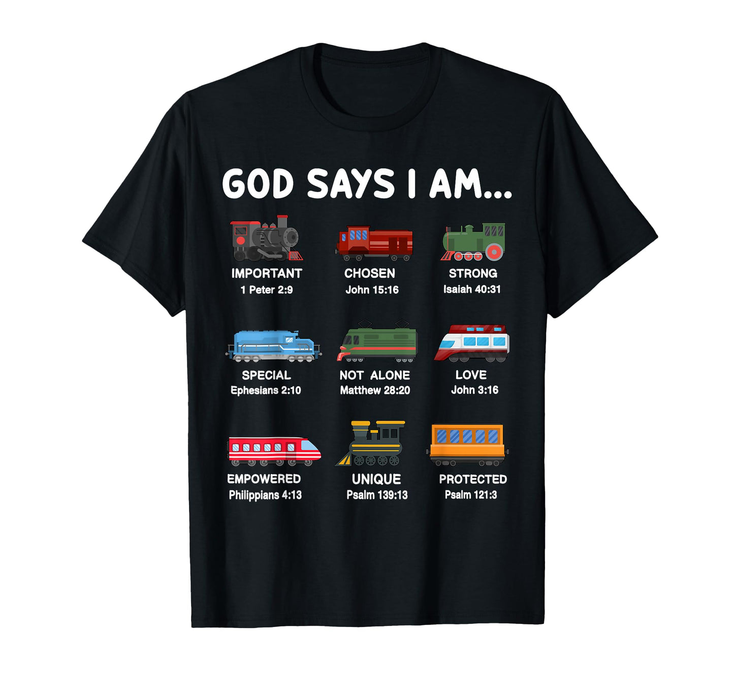God Say I Am Train Shirt Christian Toddler Boy Locomotive T-Shirt