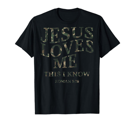 Camo Jesus Loves Me You Christian Youth Men God Son Brother T-Shirt