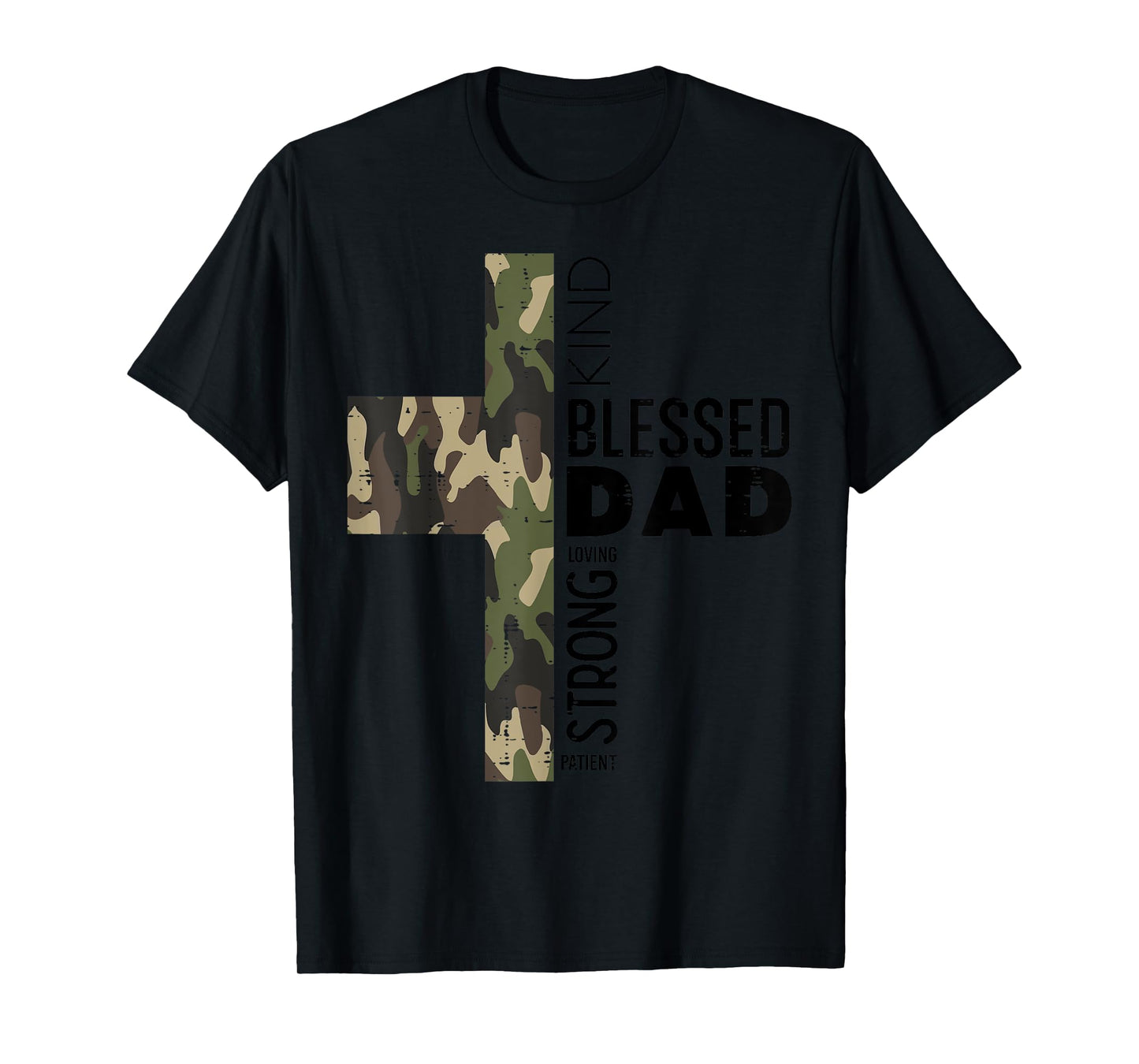 Fathers Day Blessed Dad Camo Cross Christian Papa Daddy Men T-Shirt
