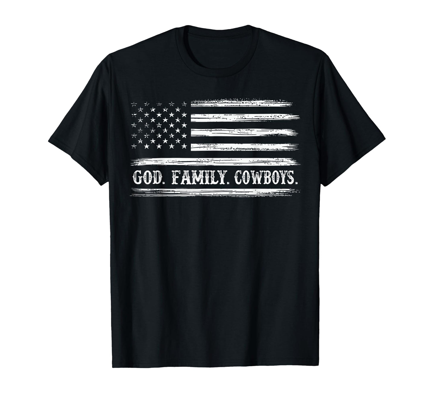 God First Family Second Then Cowboys. USA Flag Patriotic T-Shirt