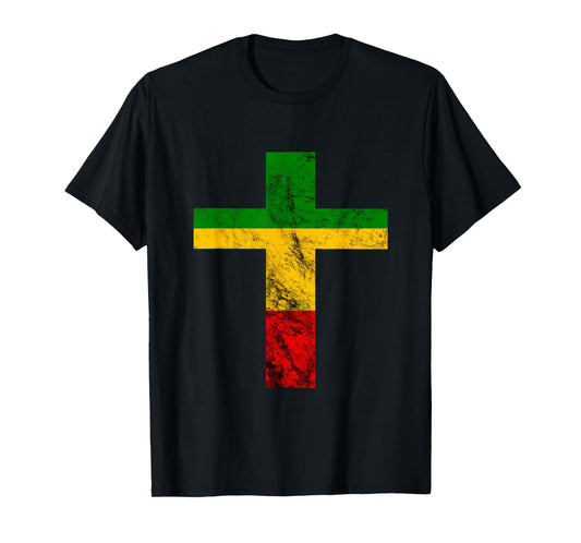 Rasta Reggae Jesus Cross Faith Rastafari Roots Reggae Lover T-Shirt