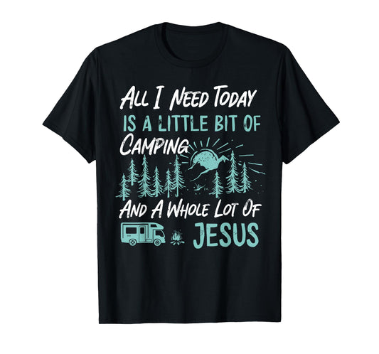 A Little Bit Of Camping And Jesus Motorhome Campervan T-Shirt