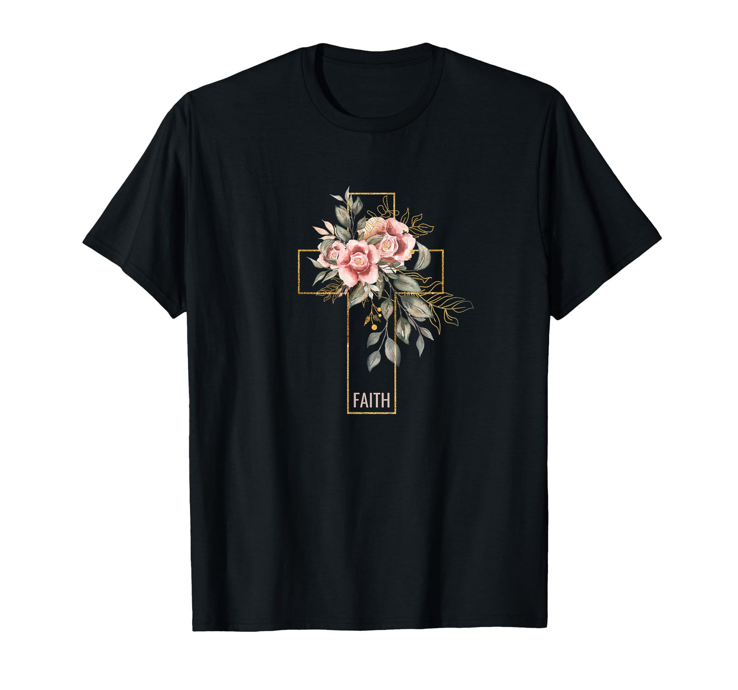 Faith Flowers and Cross Design Christian Believer T-Shirt