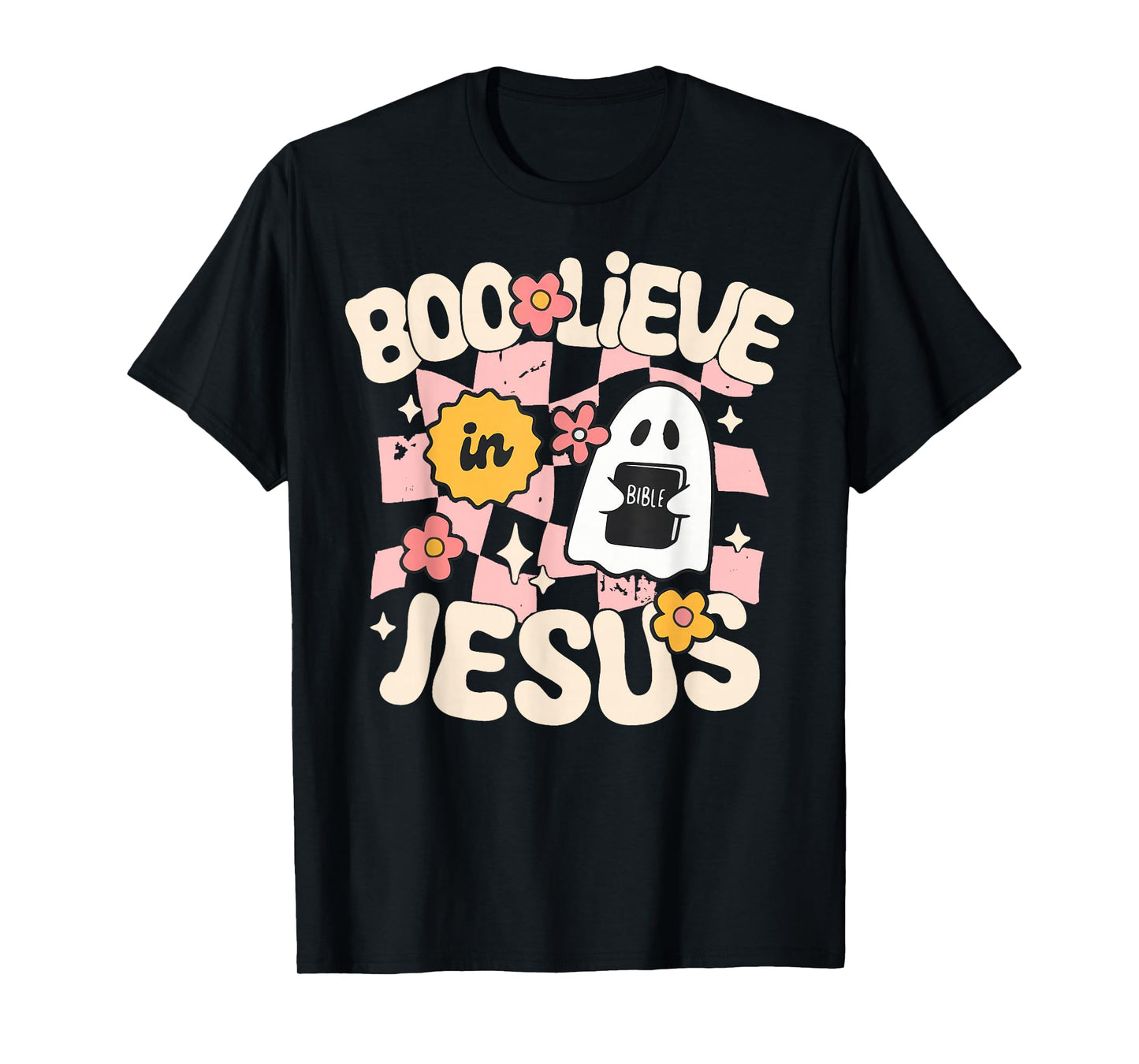 Boo Lieve in Jesus Funny Christian Halloween Cute Ghost T-Shirt