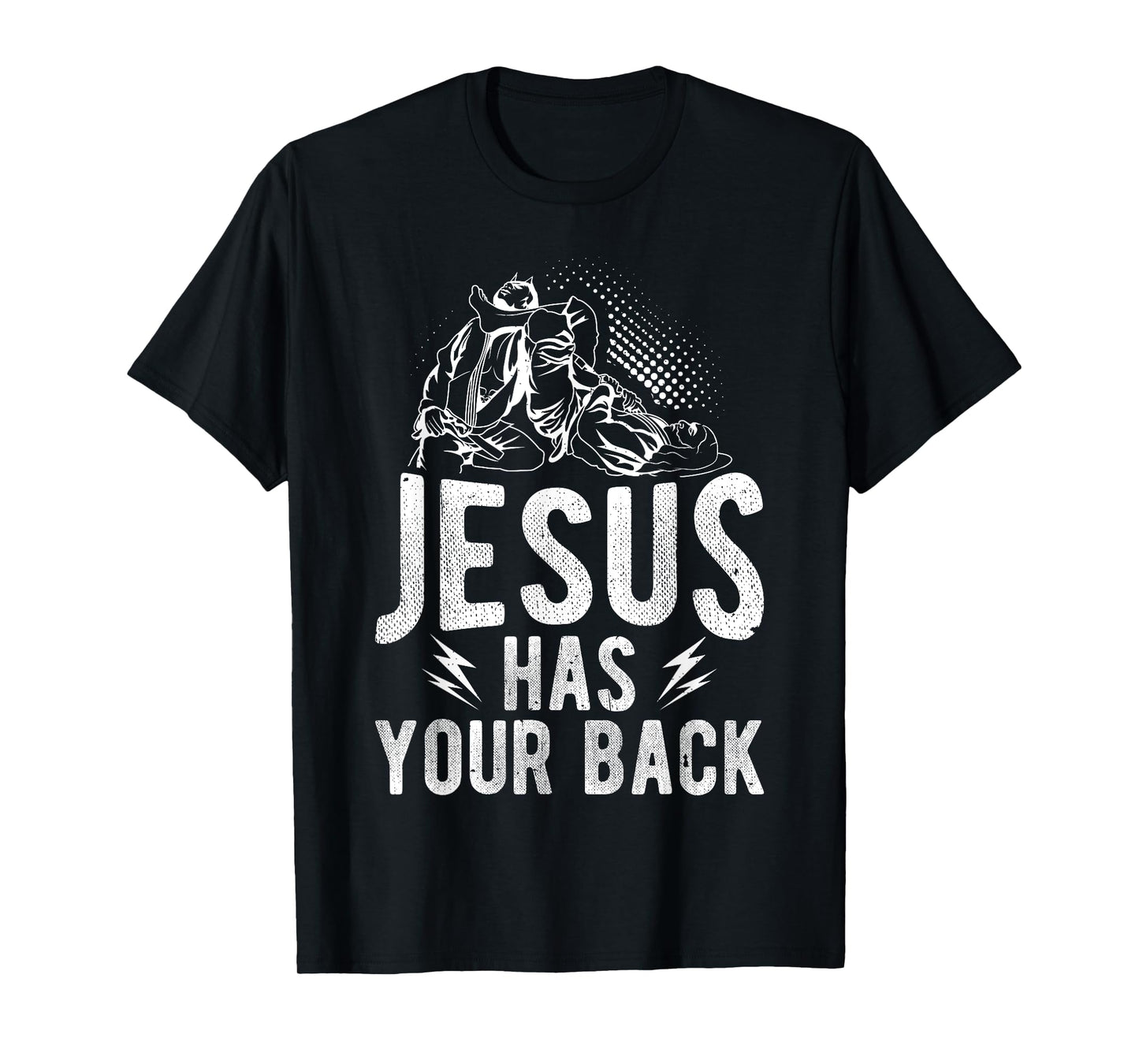 Christian Jiu Jitsu Apparel JESUS HAS YOUR BACK Christian Jiu Jitsu T-Shirt - Unisex-Adults, Black, Small, Short Sleeve, T-Shirt
