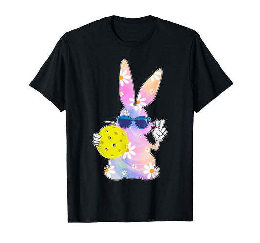 Groovy Cute Easter Bunny Pickleball Easter Day Boys Girls T-Shirt