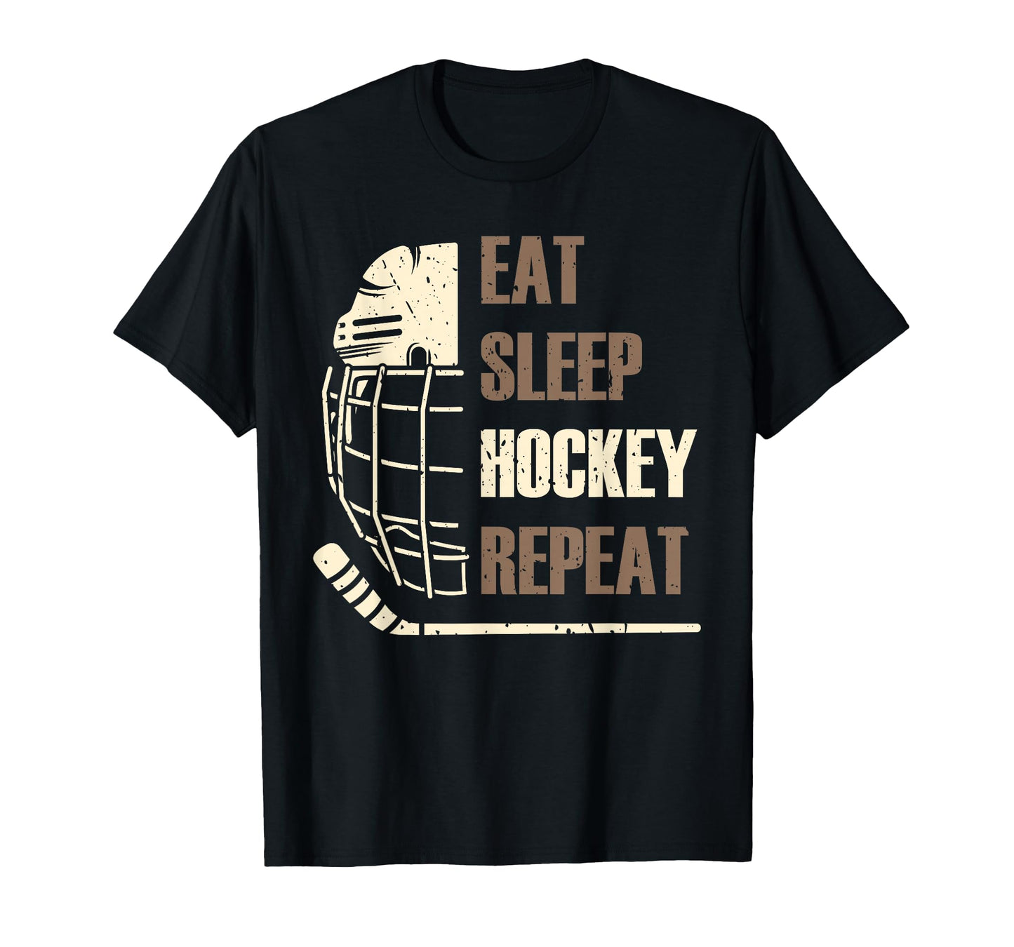 Eat Sleep Hockey Repeat Funny Mask Stick Ice Hokey Player T-Shirt