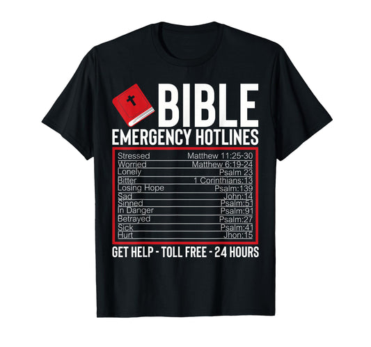 Funny Christian Cross Bible Emergency Bible Verses T-Shirt