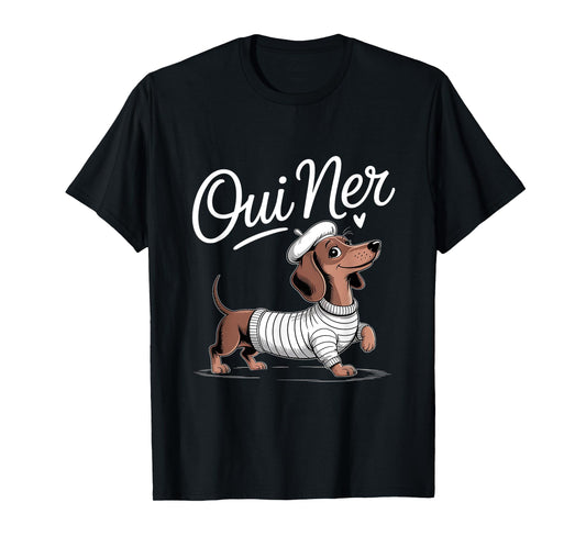Oui Ner Dachshund Wiener Dog Funny French Humor T-Shirt