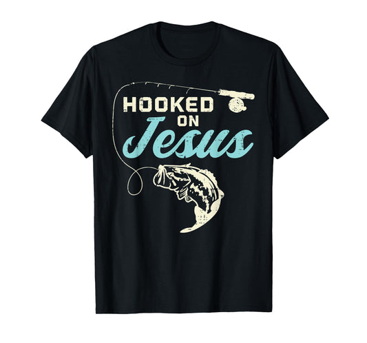 Hook On Jesus Bass Fishing Christian Religious God Gift T-Shirt