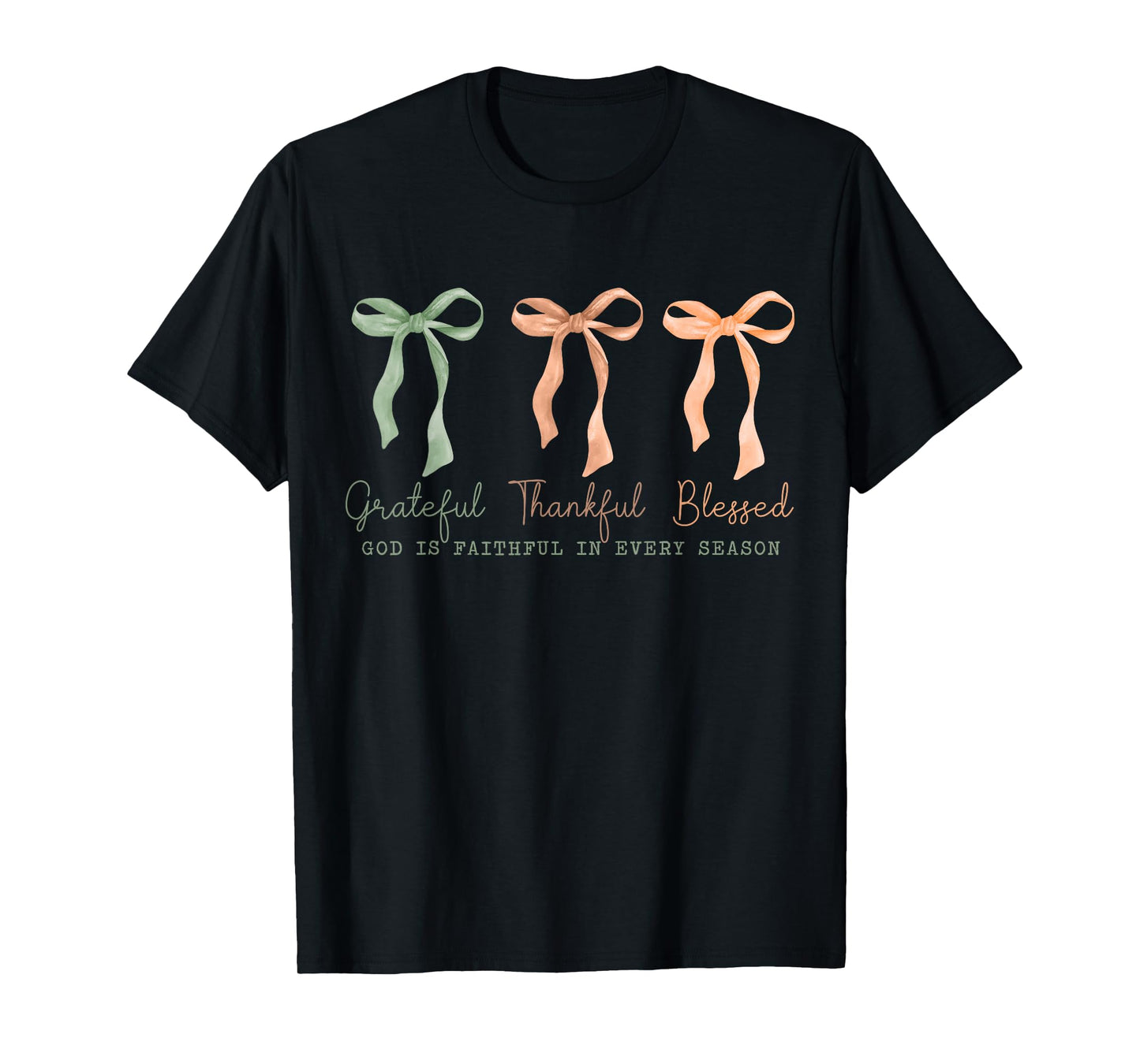 Grateful Thankful Blessed Christian Fall Thanksgiving Faith T-Shirt