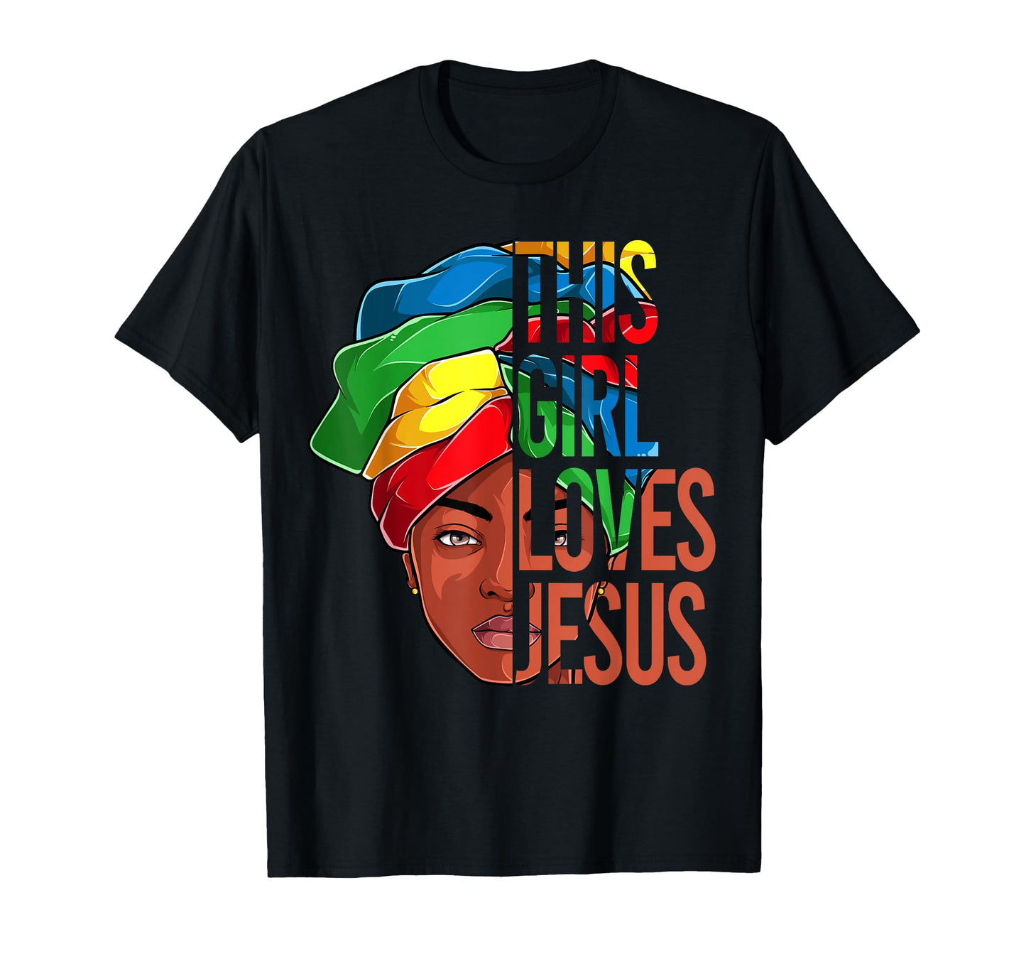 African American Apparel, Girl loves Jesus Christian Black T-Shirt