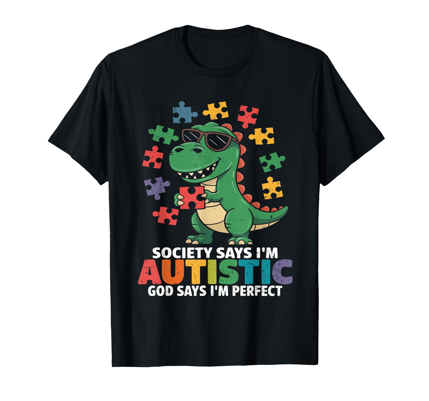 Society Says I'm Autistic God Says I'm Perfect Autism Kids T-Shirt