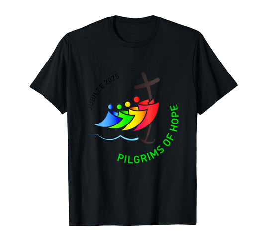 Catholic Jubilee 2025 Stained Glass Pilgrims Of Hope T-Shirt