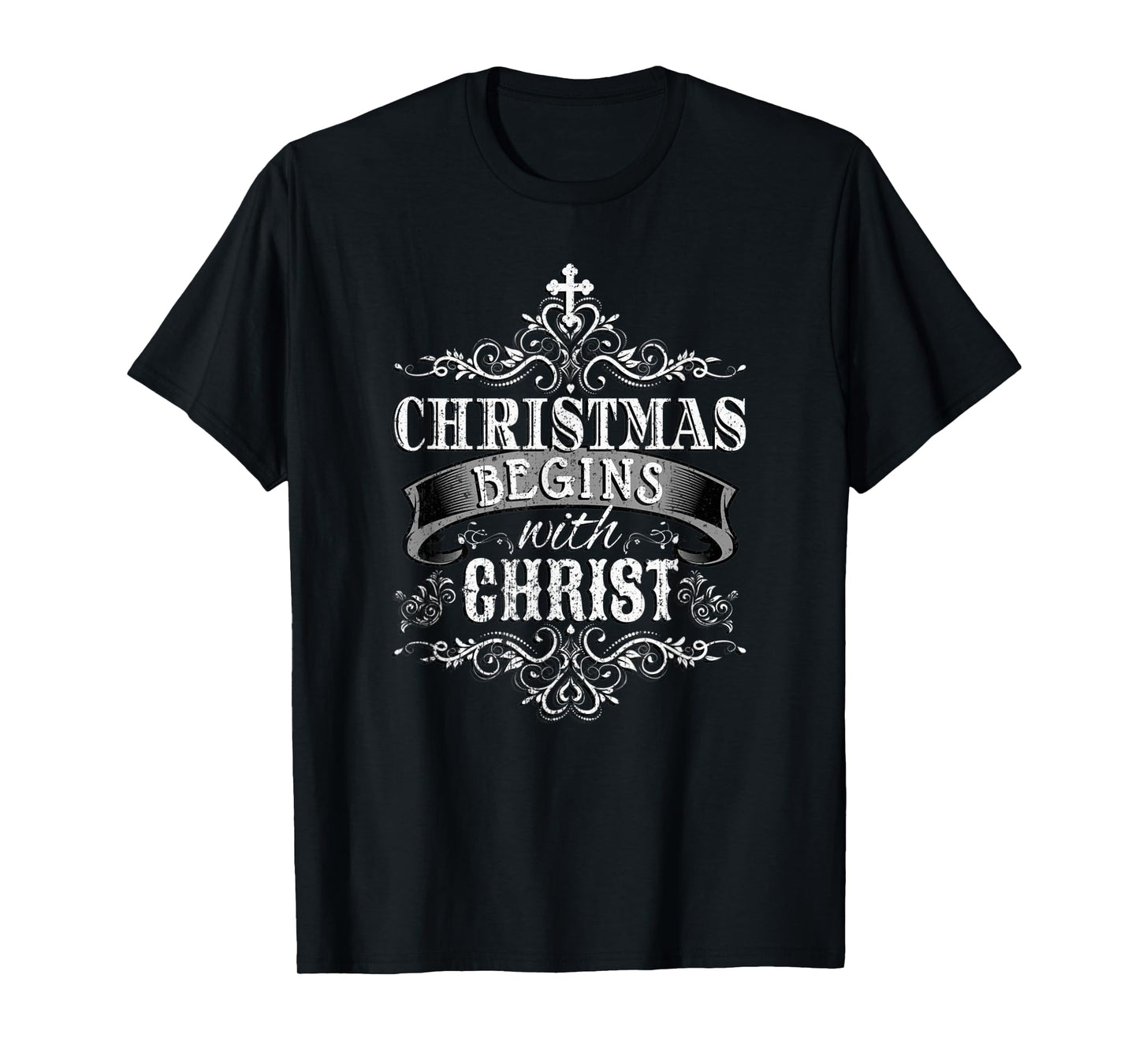 CHRISTMAS BEGINS WITH CHRIST Jesus Birth Christian Bible T-Shirt