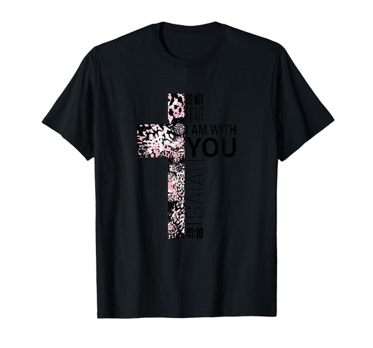 Pink Cross Faith Over Fear Christian Religious Verse Easter T-Shirt