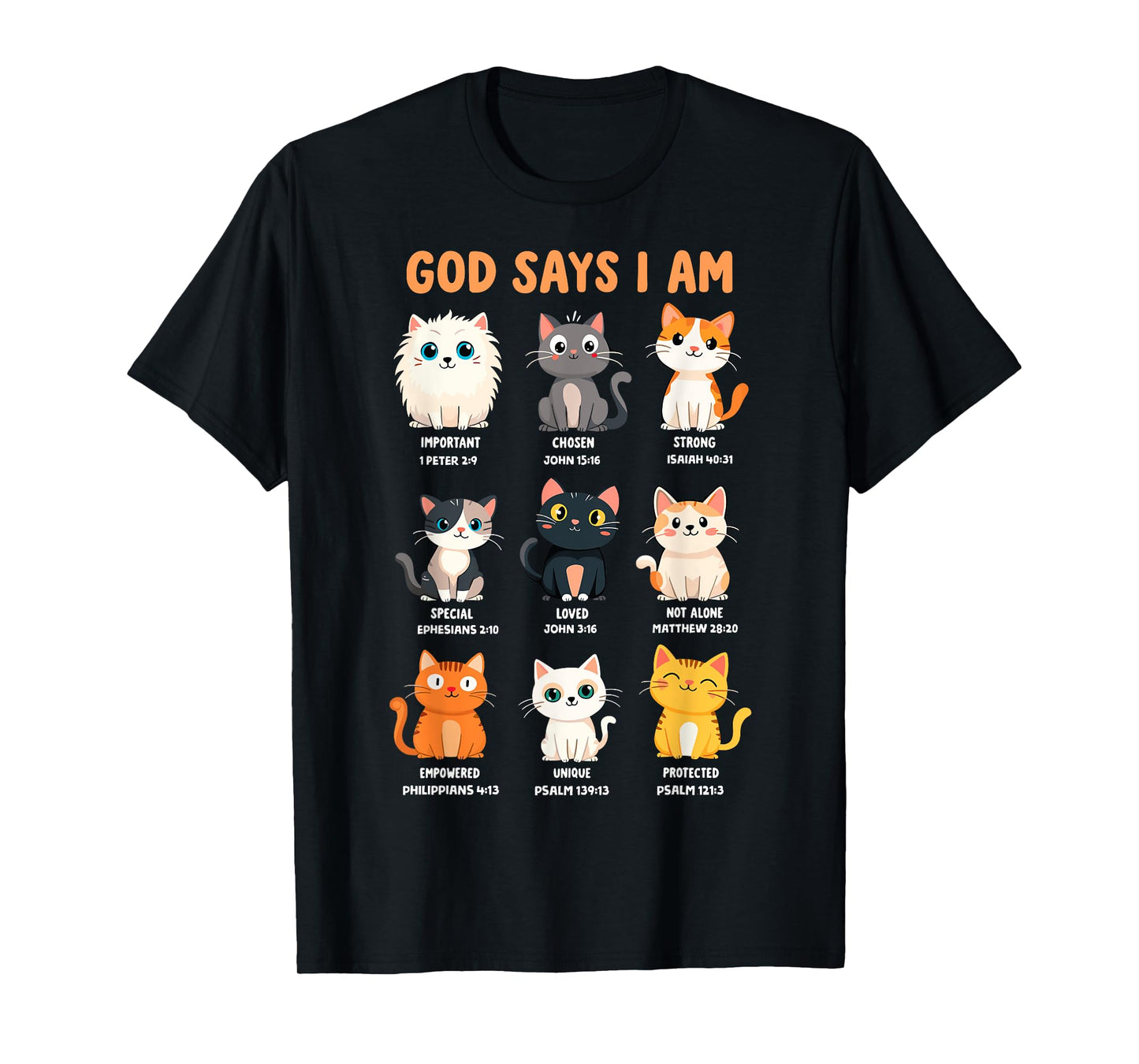 God Says I'm Christian Funny Cats Bible Verse Kitty Lover T-Shirt