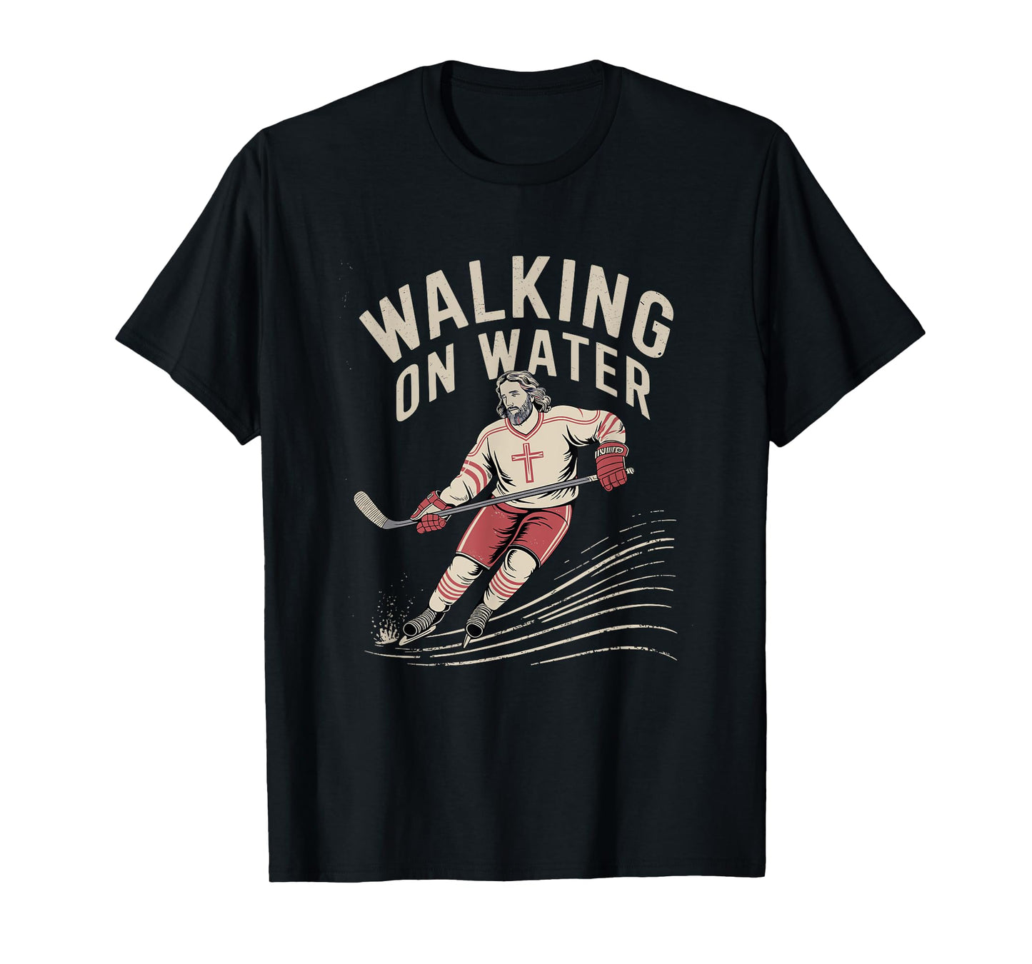 Walking on Water - Christian Religious Hockey Player T-Shirt